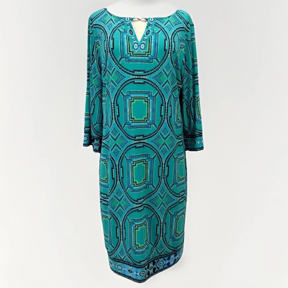 Chicos Geometric Blue and Black Dress